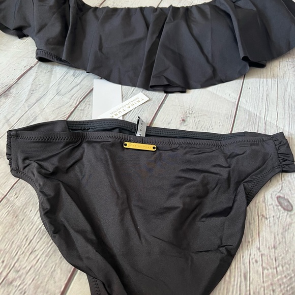 TRINA TURK BIKINI SET - OFF THE SHOULDER RUFFLE BANDEAU & SIDE SHIRRED H… - Picture 3 of 10